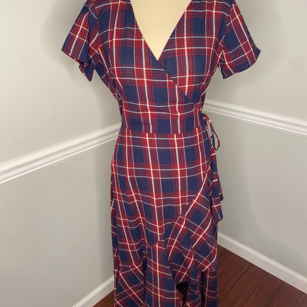 Lush Plaid Wrap Dress